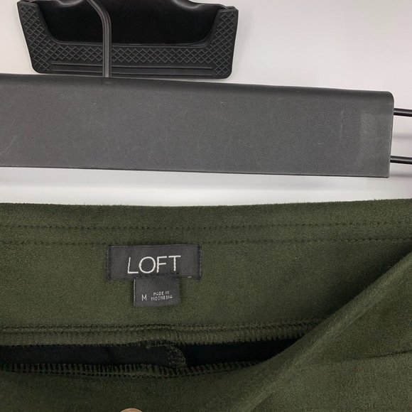 LOFT Leggings Green Faux Suede Zip Skinny Ankle Pull On - Picture 5 of 10